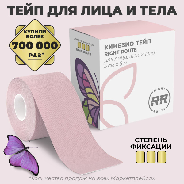 Тейпы для тела и лица RIGHT ROUTE от морщин и отеков, кинезио тейп ...