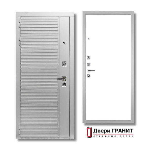 Входная дверь "Двери ГРАНИТ Пиано Белая" для квартиры, металлическая ...