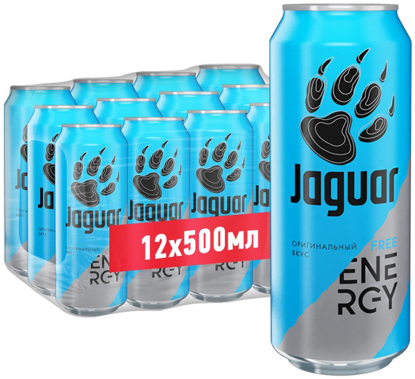 Энергетический напиток Jaguar (Ягуар) Free (Фри) 0.45 л. х 12 шт. ж/бан ...