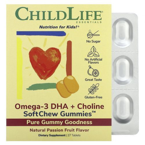 ChildLife, Omega-3 DHA + Choline SoftMelts, Омега-3 ДГК с холином, со ...