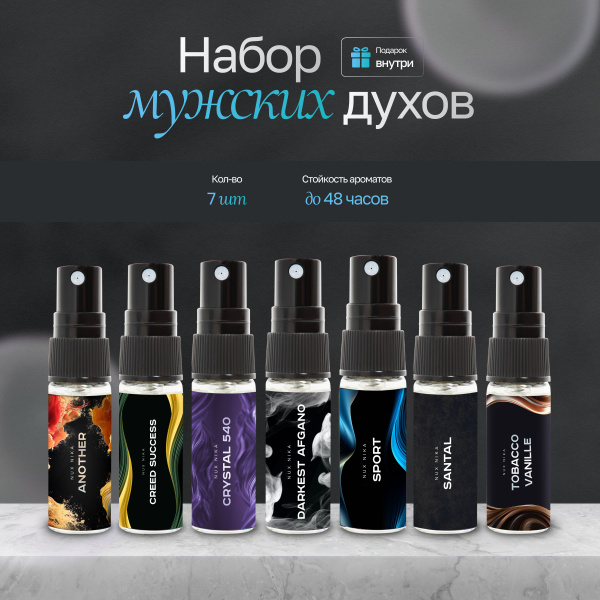NUX NIKA Духи мужские стойкие, подарочный набор 7шт по 3мл купить на ...