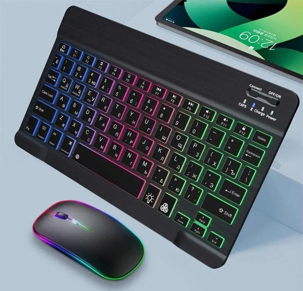 Беспроводная клавиатура и мышь с rgb подсветкой для телефона и планшета ...