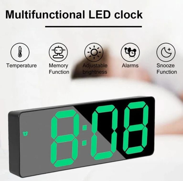Настольные электронные часы с большим LED дисплеем GH0712L, будильник ...