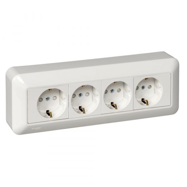 Розеточный блок накладной 4х2Р+Е белый Wessen RA16-411M-B Systeme ...