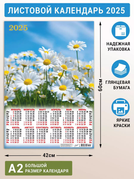 Листовой календарь 2025 плакат постер на стену купить на OZON по низкой ...