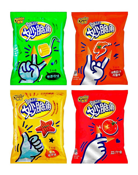Набор из 4 вкусов кукурузных чипсов Cheetos Bugles, 4 уп по 65 гр ...