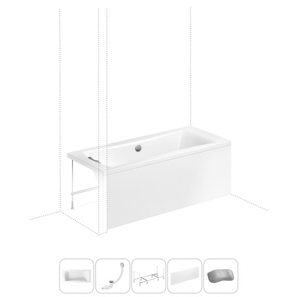 Акриловая ванна 200x90 с каркасом и экраном Lavinia Boho Evan 202011621 ...