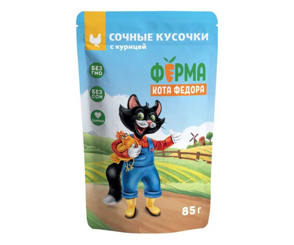 Влажный корм мнямс для кошек ферма кота федора курица сочные кусочки ...