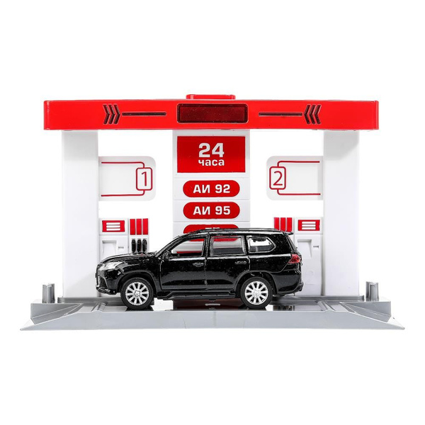 Набор Технопарк Автозаправочная станция 21см + Lexus LX-570 металл ...