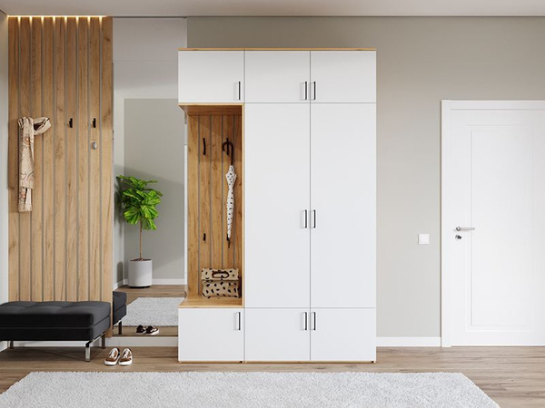 Прихожая в коридор " Урбан 12" 150х240х50 Дуб крафт золотой / Белый ...