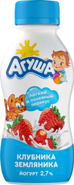 Йогурт питьевой АГУША Я сам Клубника, земляника 2,7%, с 3 лет, без змж ...