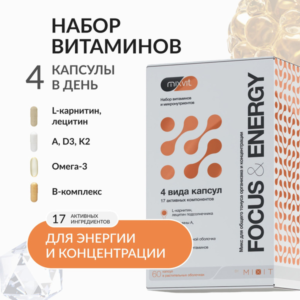MIXVIT Витамины бады для бодрости и энергии. Витаминный комплекс с ...