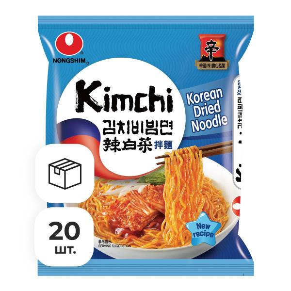 Лапша быстрого приготовления с обжаренной кимчи Nongshim, пачка 132 г х ...