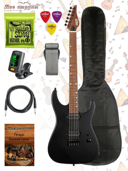 Электрогитара JET JS-501 BK с тёплым чехлом, струнами Ernie Ball ...