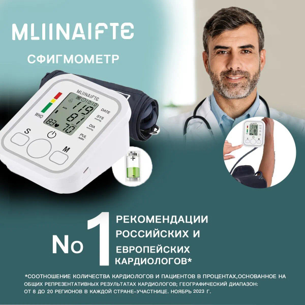 Тонометр автоматический MLIINAIFTE MLB-05 на плечо с анатомичной ...