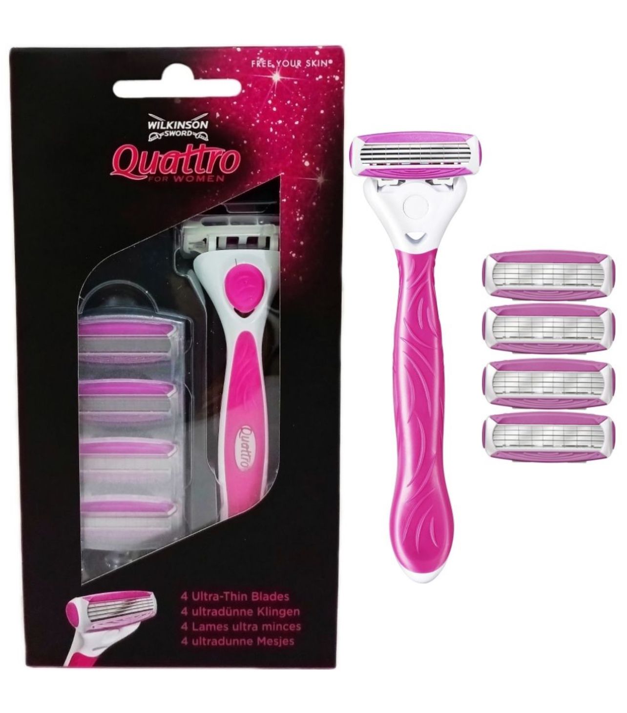 Wilkinson Sword Quattro for Women Набор для бритья женский 1 бритвенный станок + 4 сменные кассеты