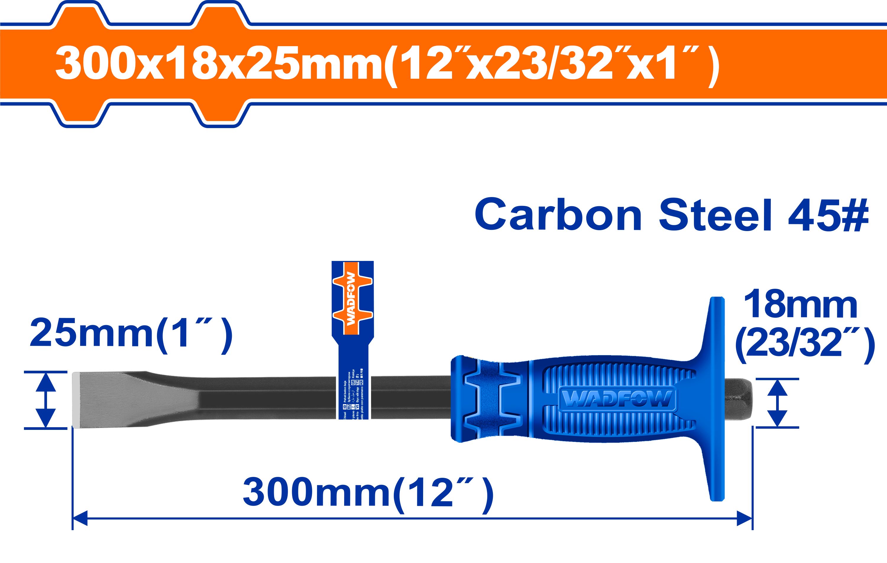 Зубило плоское с протектором 300х18х25 мм WADFOW WCC1302