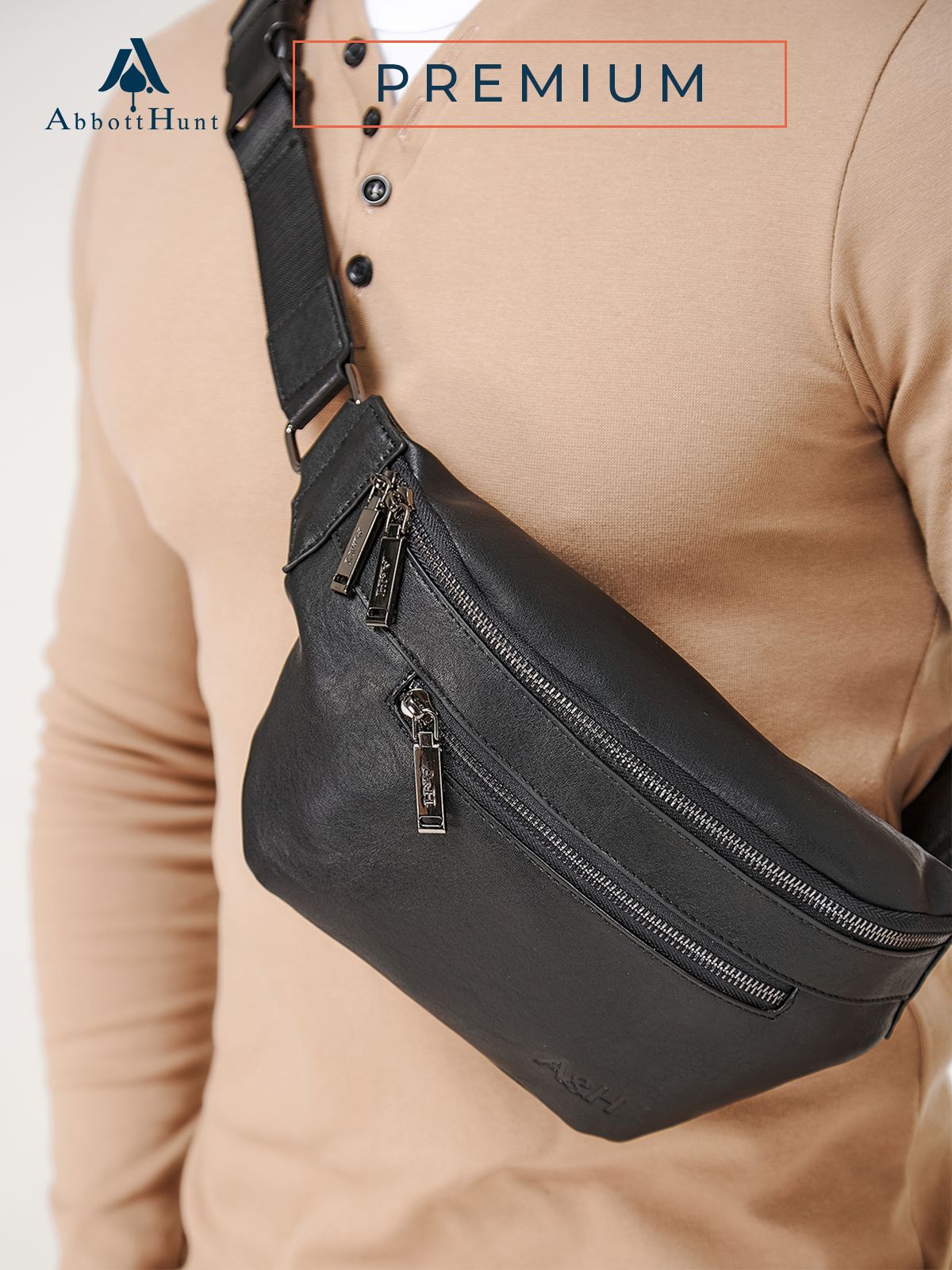 Сумка мужская AbbottHunt через плечо из искусственной кожи/сумка бананка мужская