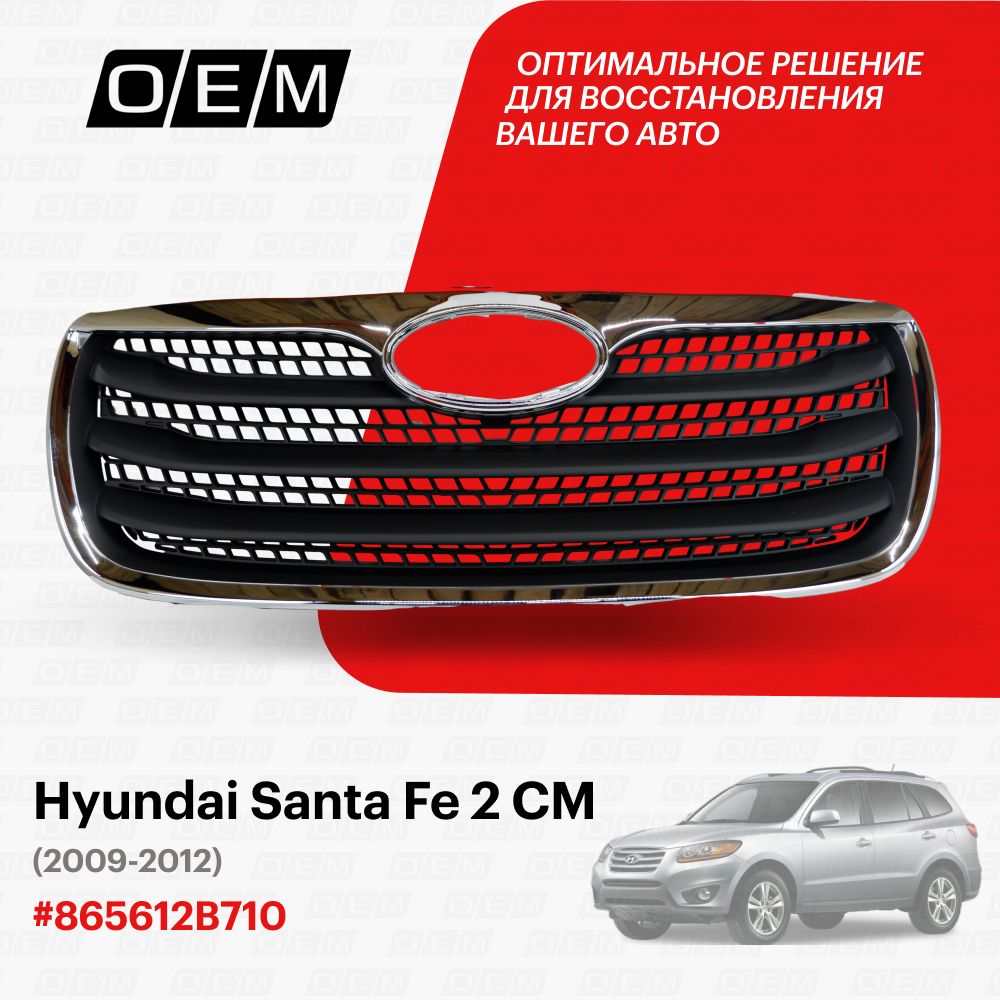 Решетка радиатора для Hyundai Santa Fe 2 CM 865612B710, Хендай Санта Фэ,  год с 2009 по 2012, O.E.M. - O.E.M. арт. OEM3168 - купить по выгодной цене  в интернет-магазине OZON (1094791451)