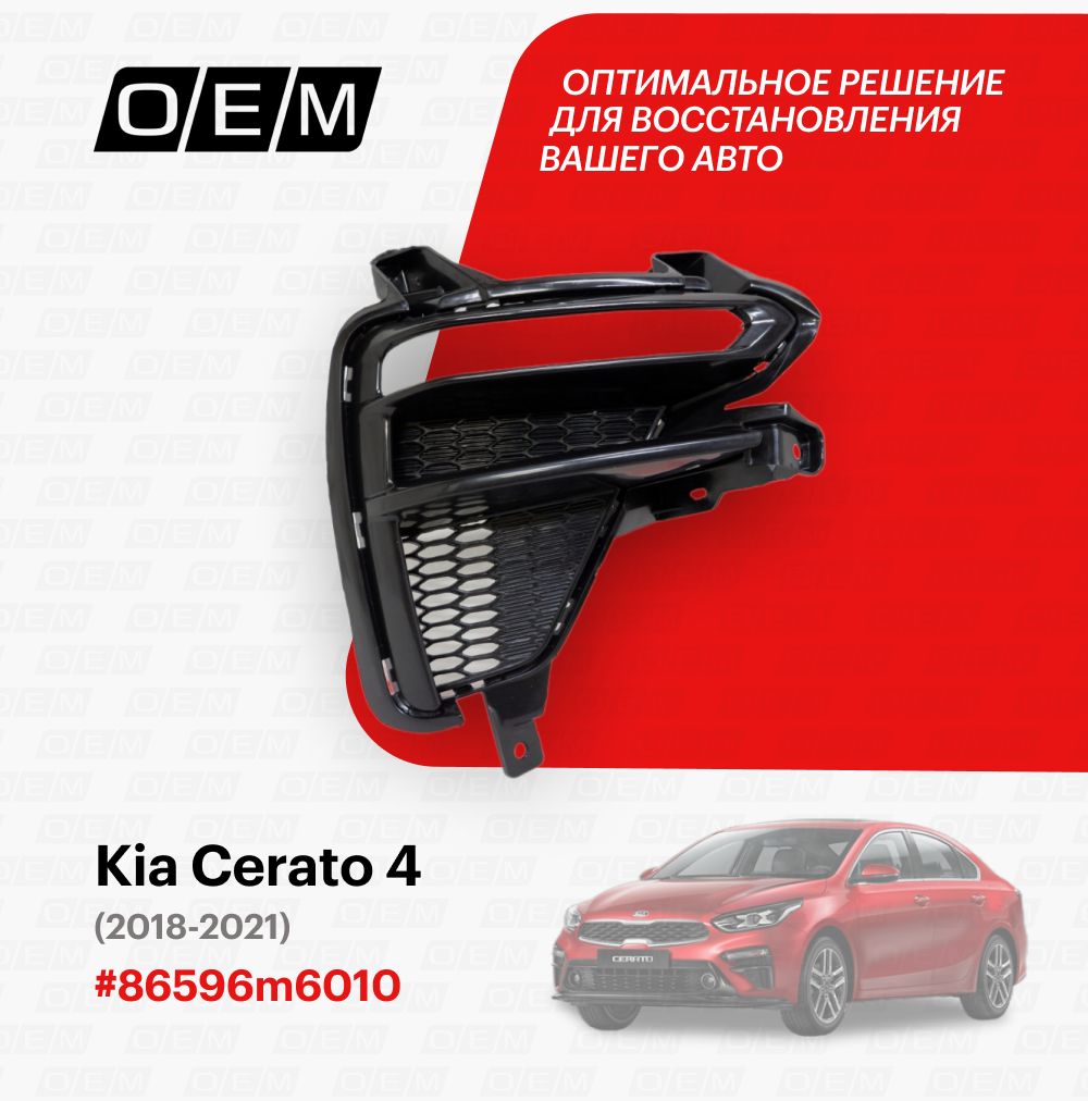 Решетка в бампер нижняя правая для Kia Cerato 4 86596m6010, Киа Серато, год  с 2018 по 2021, O.E.M. - O.E.M. арт. OEM1414R - купить по выгодной цене в  интернет-магазине OZON (1101434008)