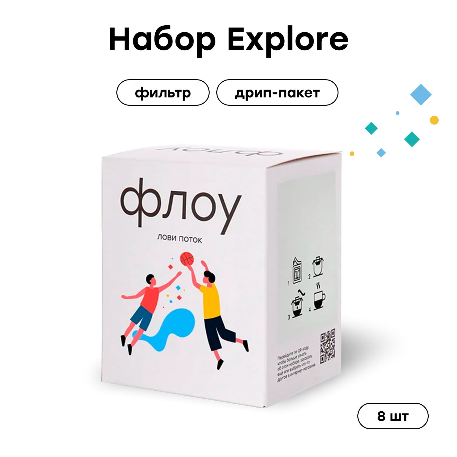 Дрип кофе ФЛОУ Explore, набор 8 шт. по 12 г