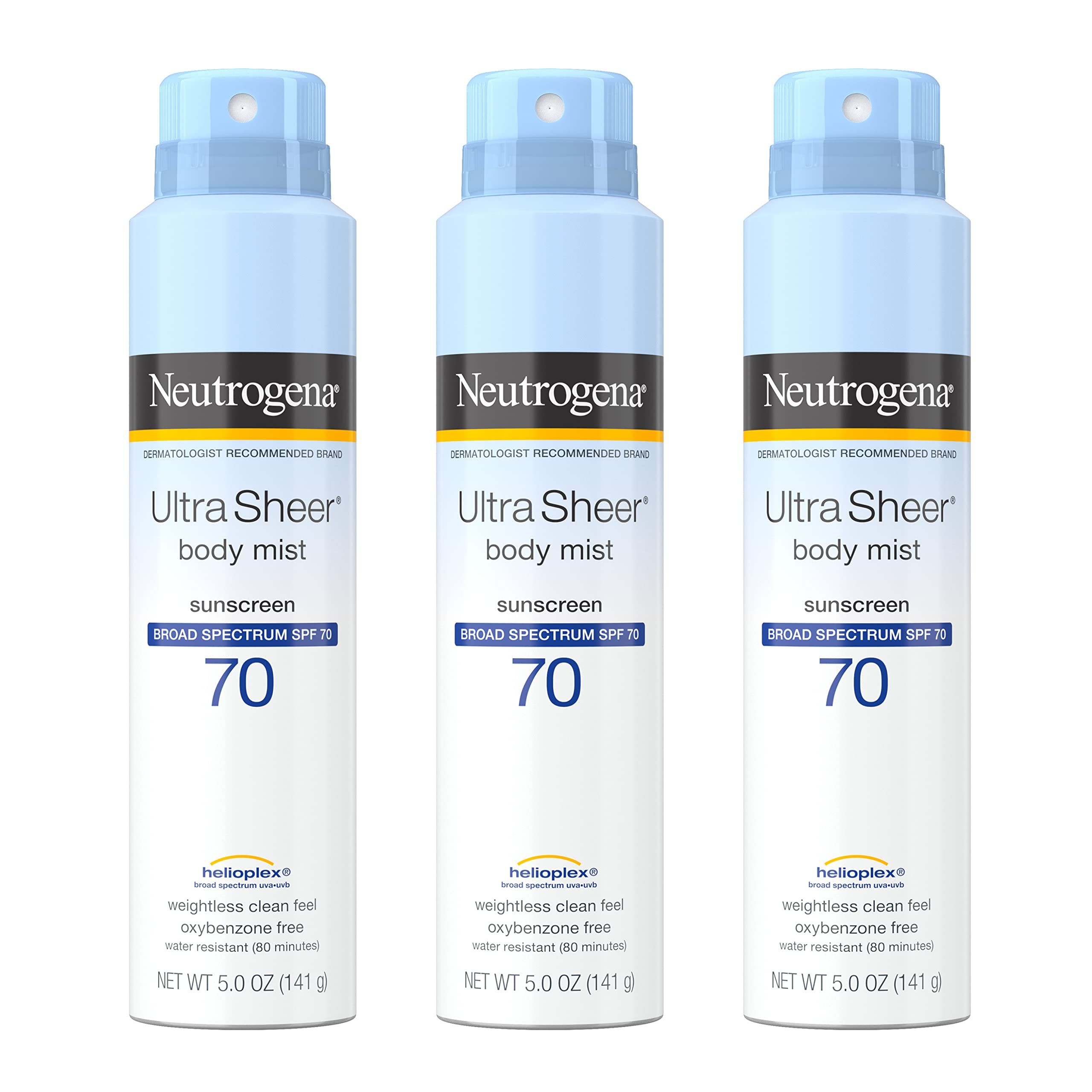 Neutrogena Ultra Sheer Body Mist SPF 70 Солнцезащитный спрей, защита  широкого спектра UVAUVB, 141 г. - купить с доставкой по выгодным ценам в  интернет-магазине OZON (1486994484)