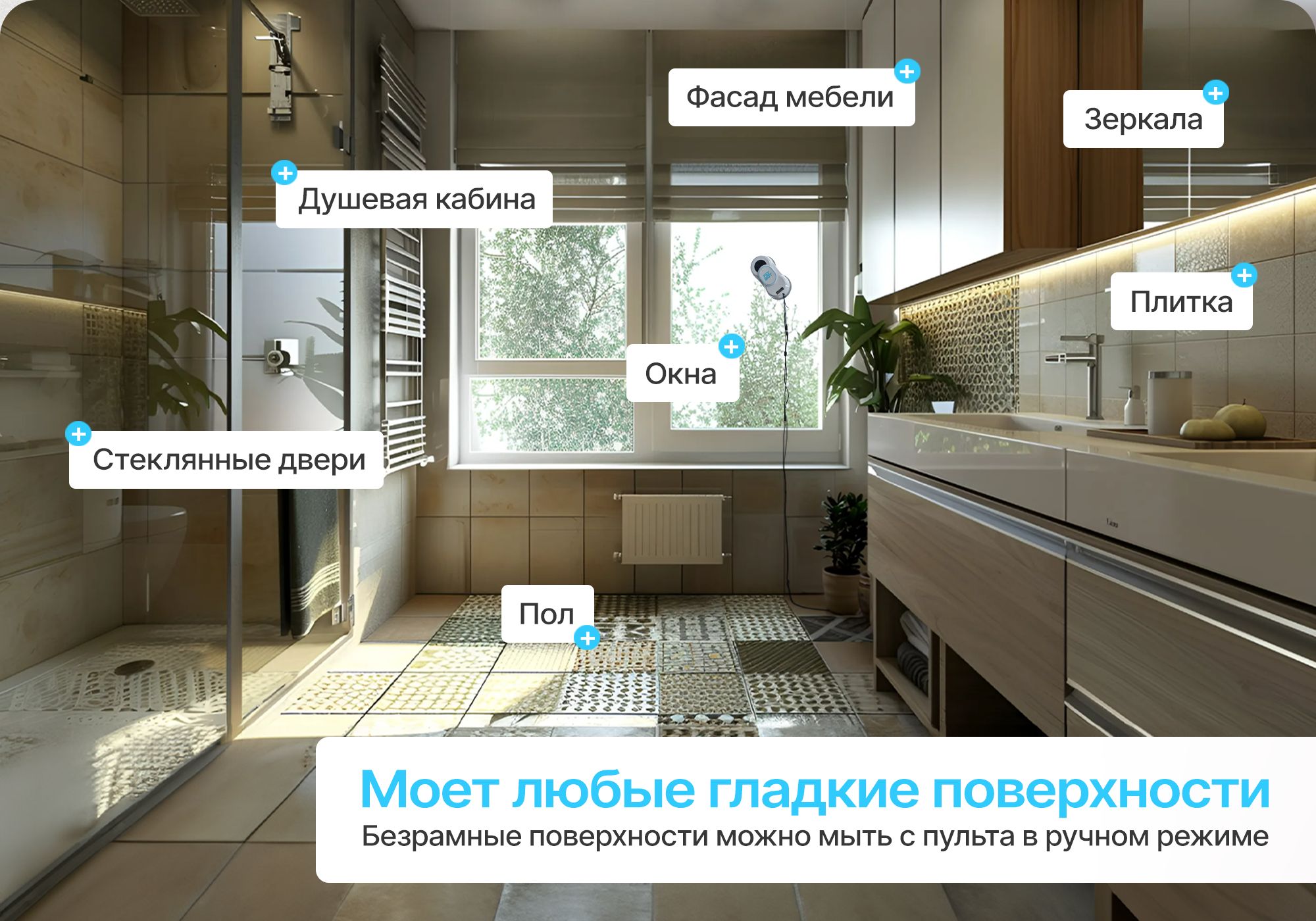 Робот мойщик окон с распылением W21S Flybot со сменными салфетками 10(图2)