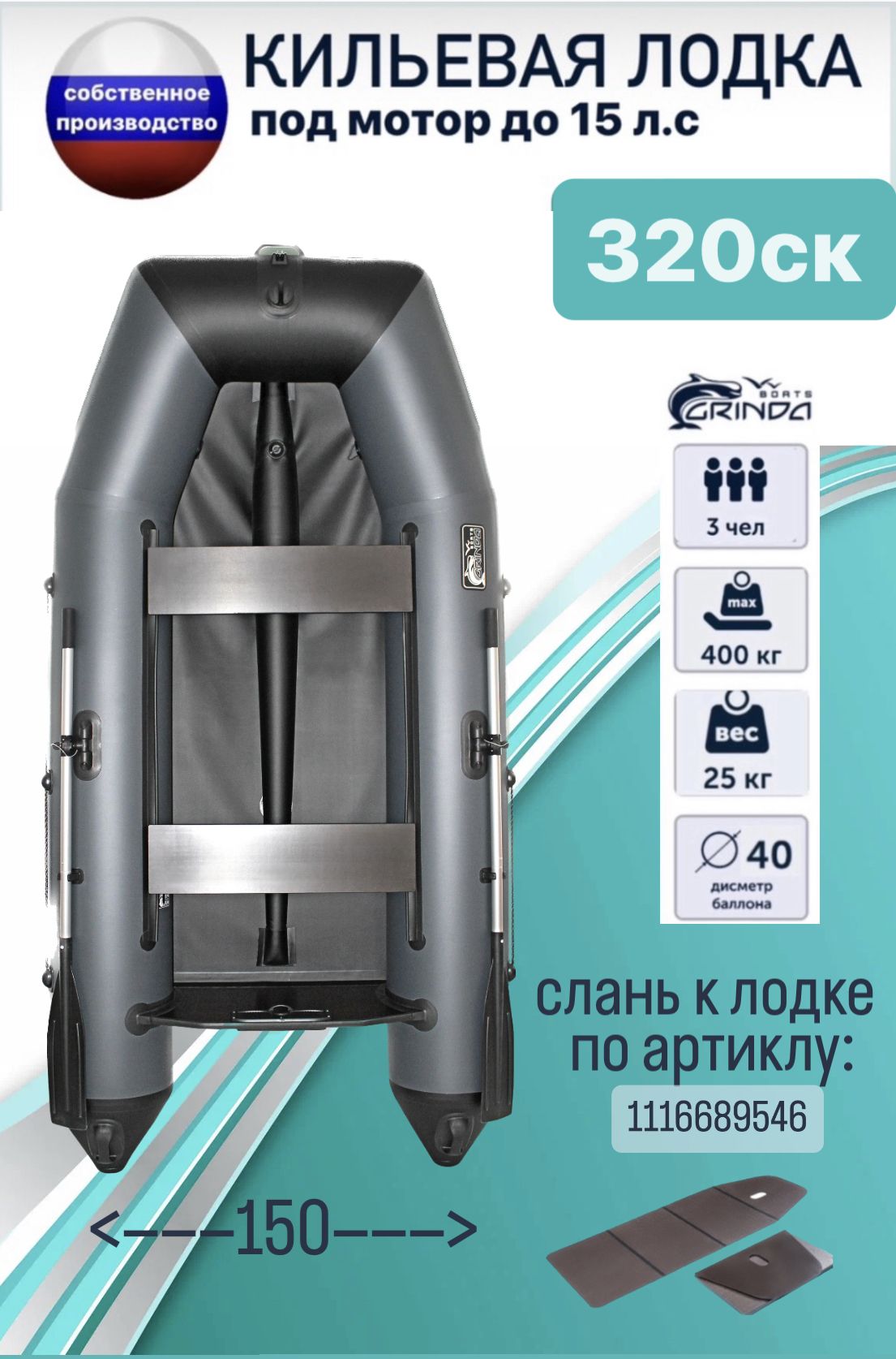 Моторная лодка пвх 320 под мотор Grinda 320CK - купить по выгодной цене в  интернет-магазине OZON (1548185590)