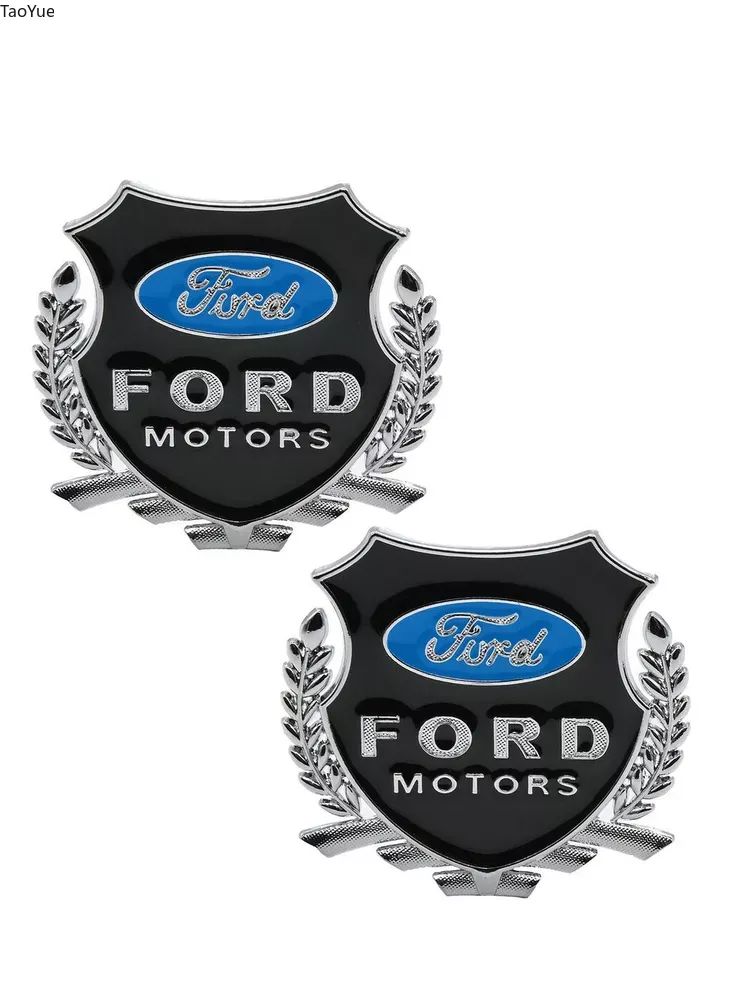 Шильдикcлоготипом"FordMotors",наклейкаметаллическаядляавтоMashinokom/черный,комплект2шт./размер55*50мм