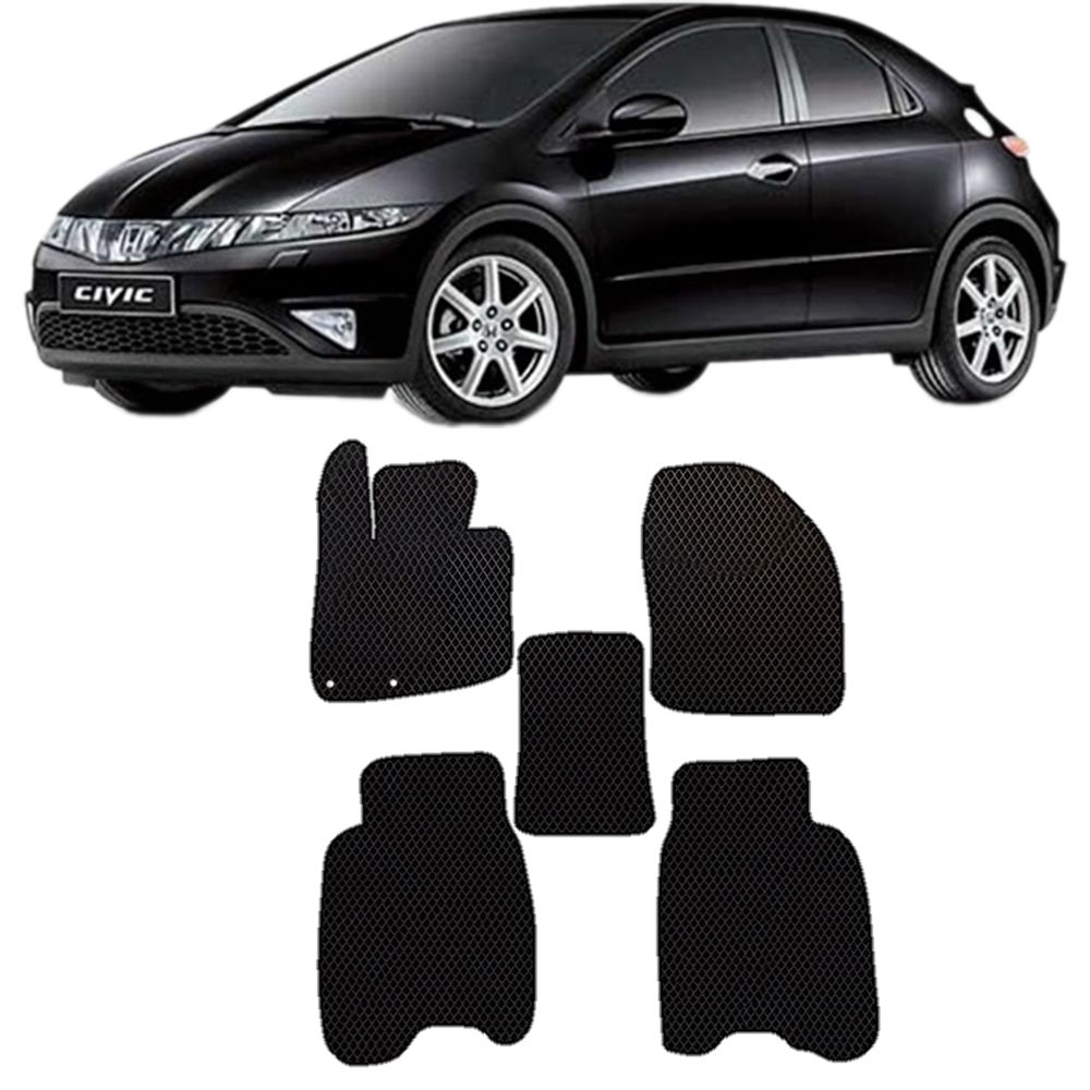 Коврики в салон автомобиля HONDA CIVIC 8 5D 2005-2012, цвет черный - купить  по выгодной цене в интернет-магазине OZON (260347284)