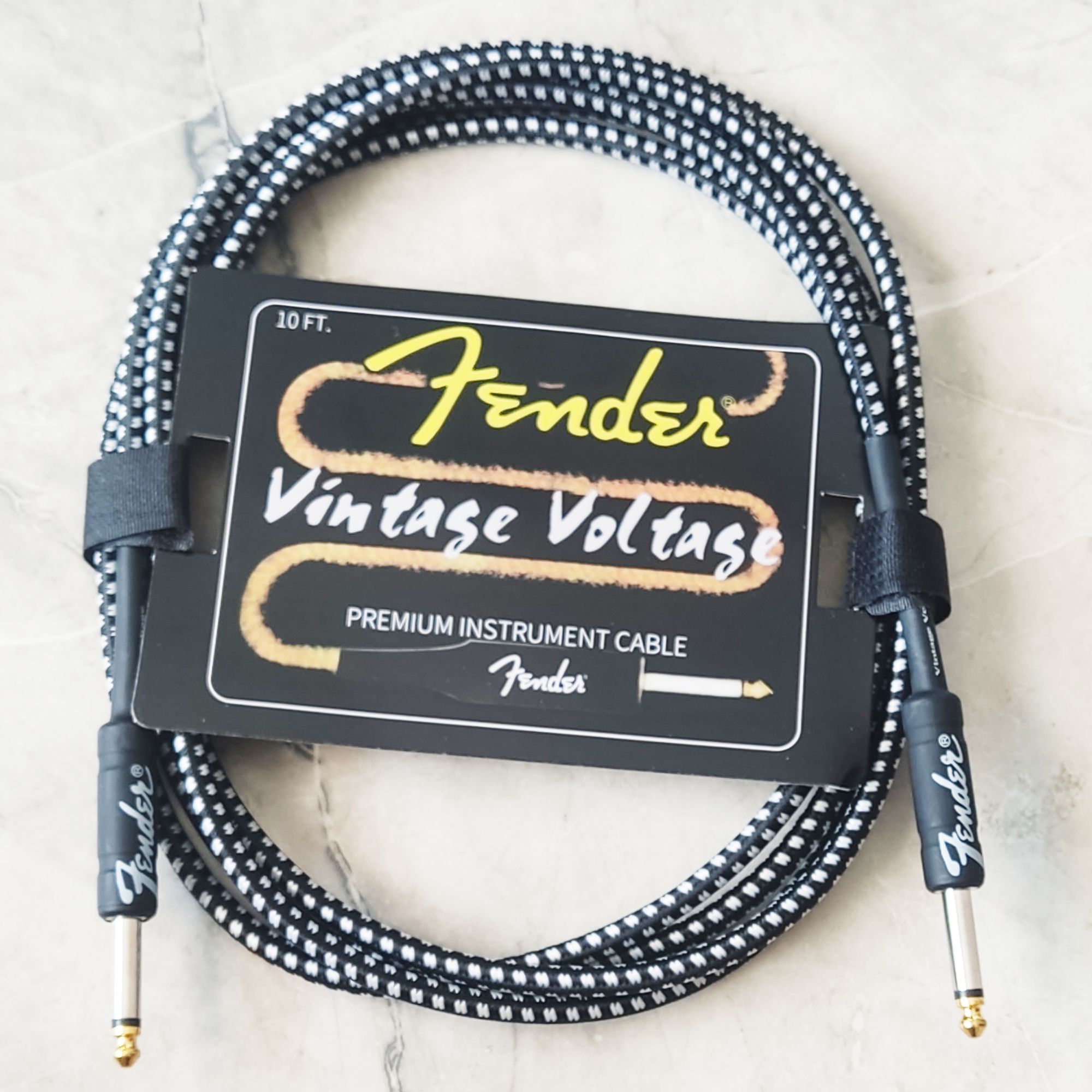 Премиум гитарный кабель черный 3 метра 6.3 jack Fender Vintage Voltage, шнур для для электрогитары, электроакустической, полуакустики, провод для музыкальных инструментов.