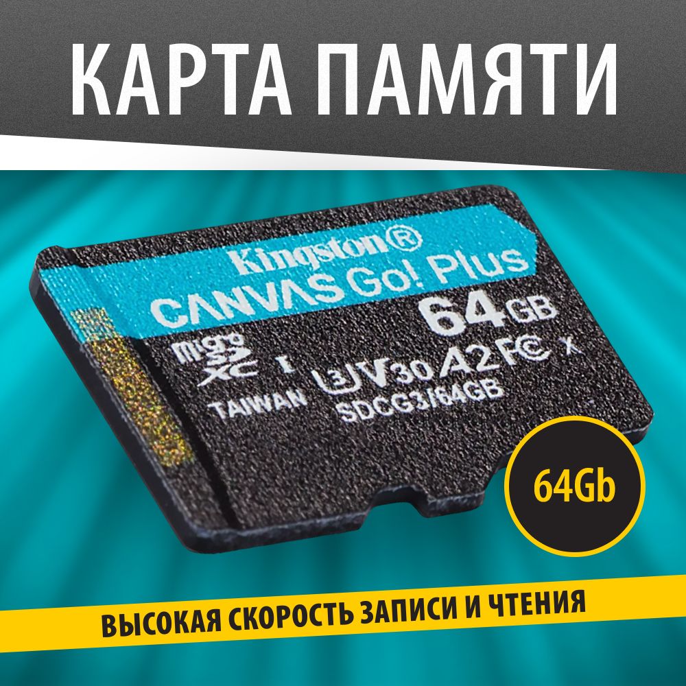 Kingston Карта памяти Canvas GO Plus 64 ГБ  (SDCG3/64GBSP)