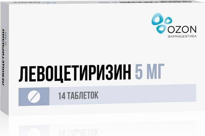 Левоцетиризин, таблетки покрытые пленочной оболочкой 5 мг, 14 шт.