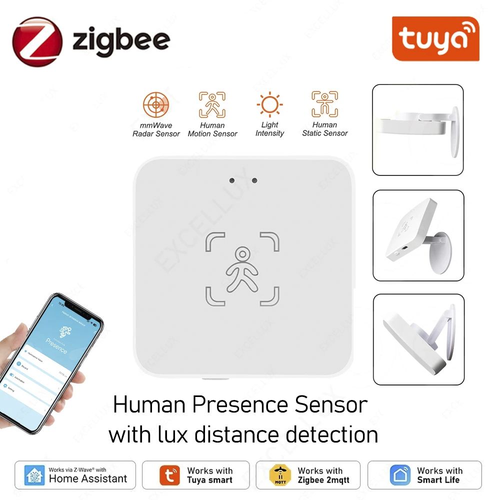 УмныйZigbee3.0датчиксветаидвижения,TuyaSmartLife,5.8GMmWaveРадарДатчикприсутствиячеловеческоготела