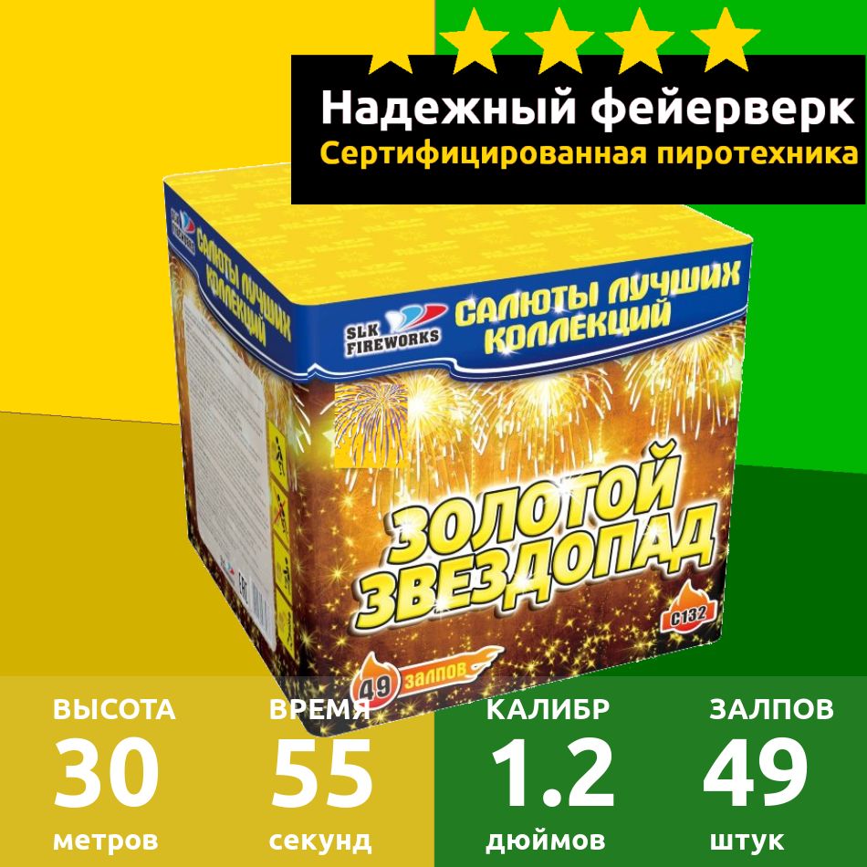 SLK Fireworks Салют 1,2"", число зарядов49 , высота подъема30 м.