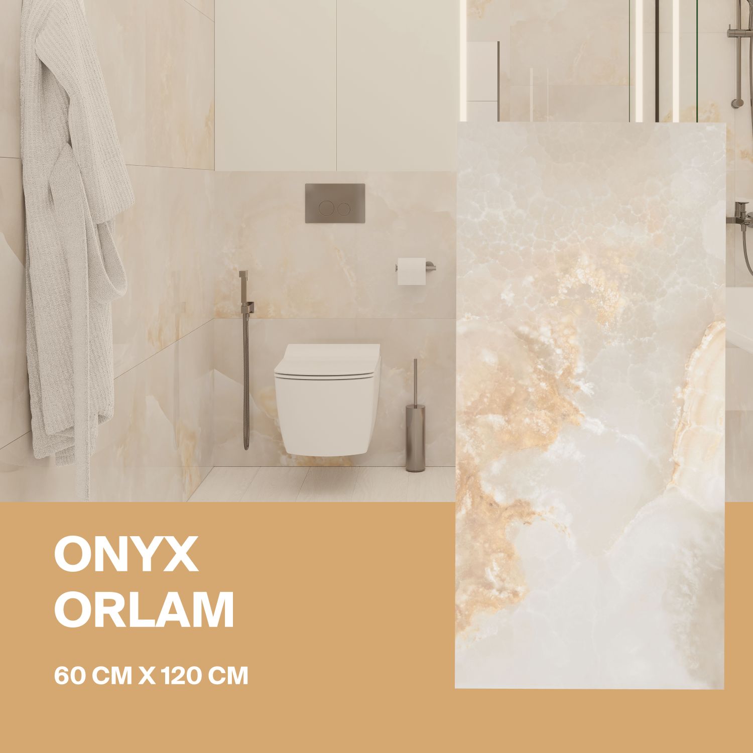 Керамогранит Ceradim Onyx Orlam бежевый 60х120 Полированный, уп. 1.44 м2. (2 плитки)