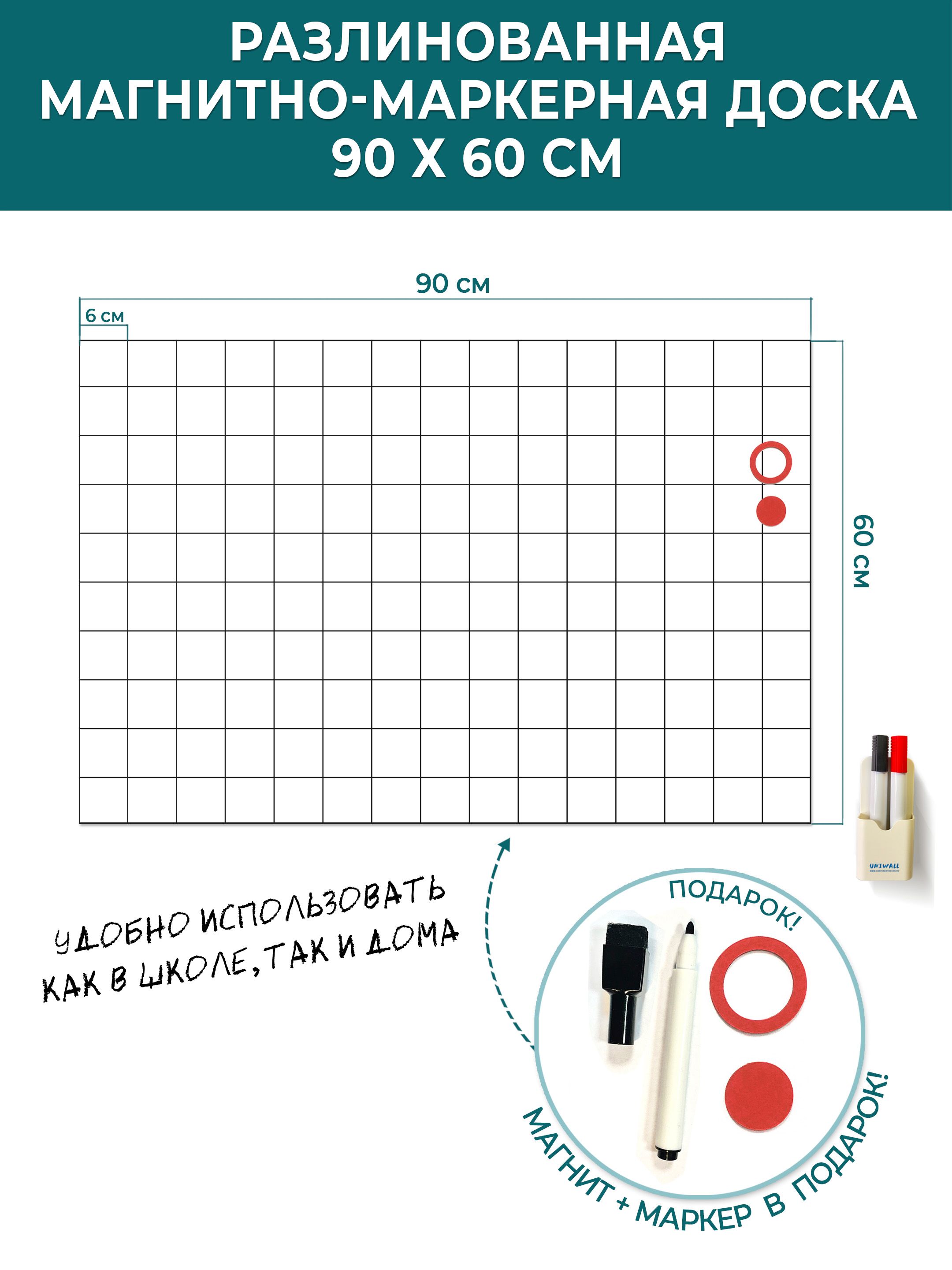 UNIWALL Доска магнитно-маркерная 90 x 60 см