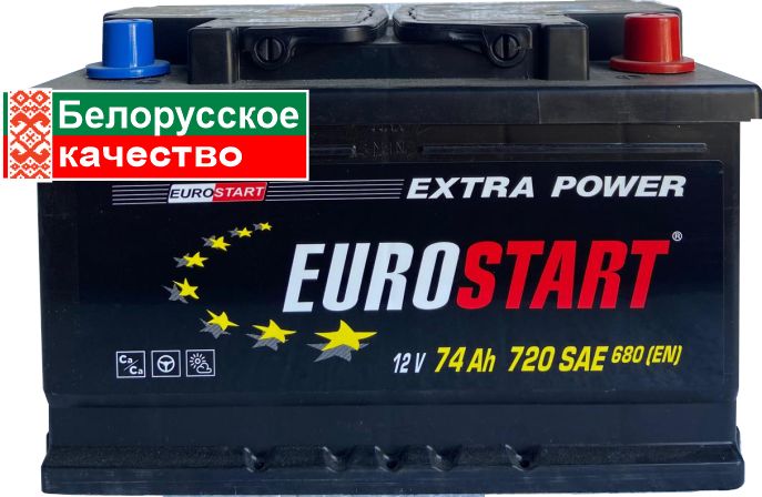 EUROSTARTАккумуляторавтомобильный,74А•ч,Обратная(-/+)полярность