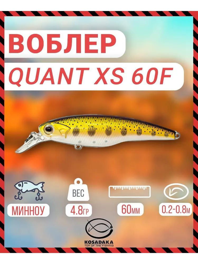 ВоблерплавающийKosadakaQuantXS60F,60мм,4.8г,0.2-0.8м,цвет:NT,Артикул:QntxS60F-NT