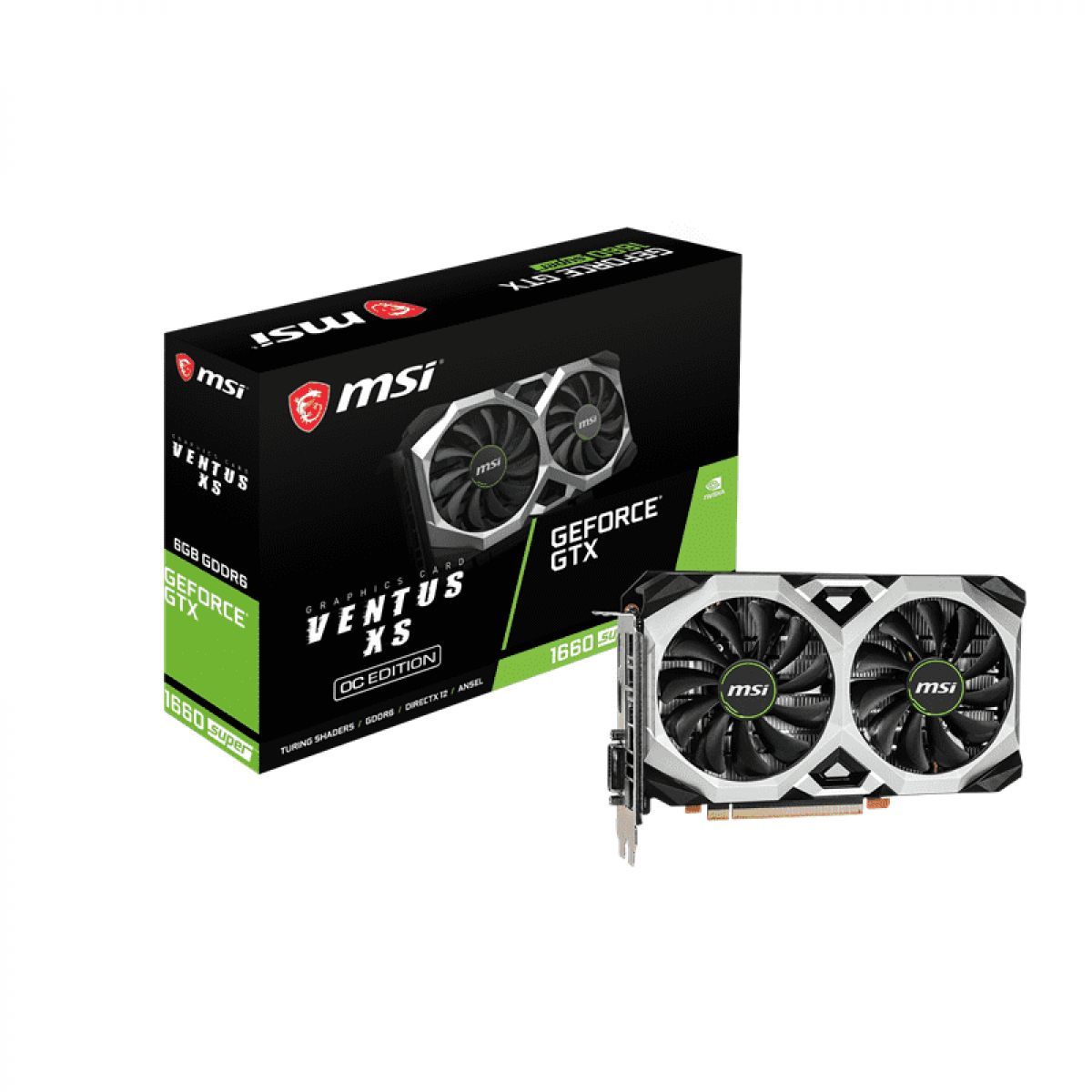 MSIВидеокартаGeForceGTX1660SUPERMSIGeForceGTX1660SUPERVENTUSXSOC(ОEM)6ГБ(GTX1660VENTUSXS6GOCV1)