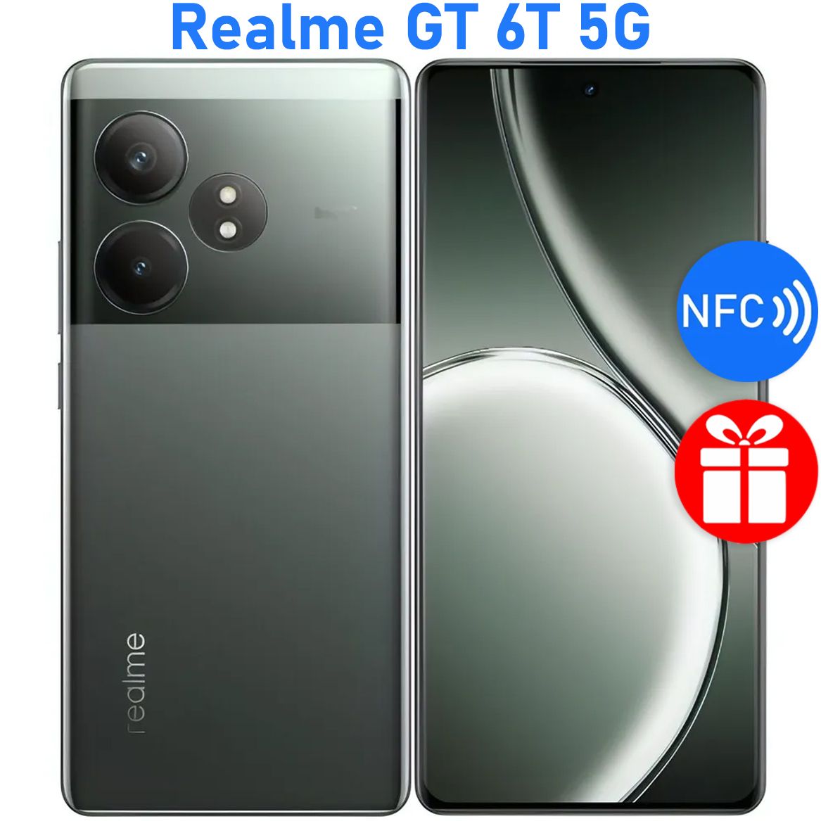 realmeСмартфонРОСТЕСТ(ЕВРОТЕСТ)realmeGT6T5GNFC8/256ГБ,зеленый