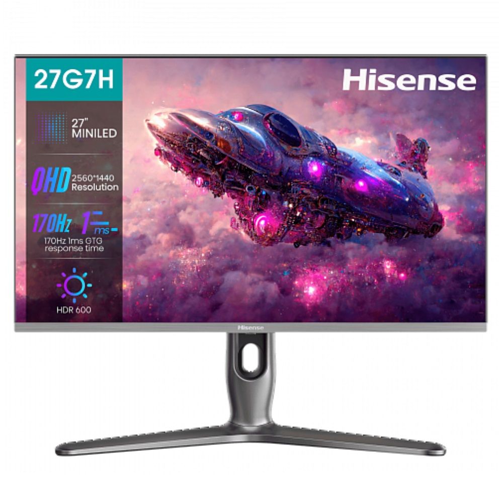 Hisense27"Монитор27G7H27дюймов,Mini-LED,175Гц,технологияAMDFreesyncPremium,HDR600,хром