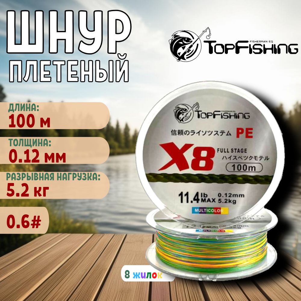 шнур плетеный для спиннинга/плетенка для фидера TopFishing 0.12 Multicolor