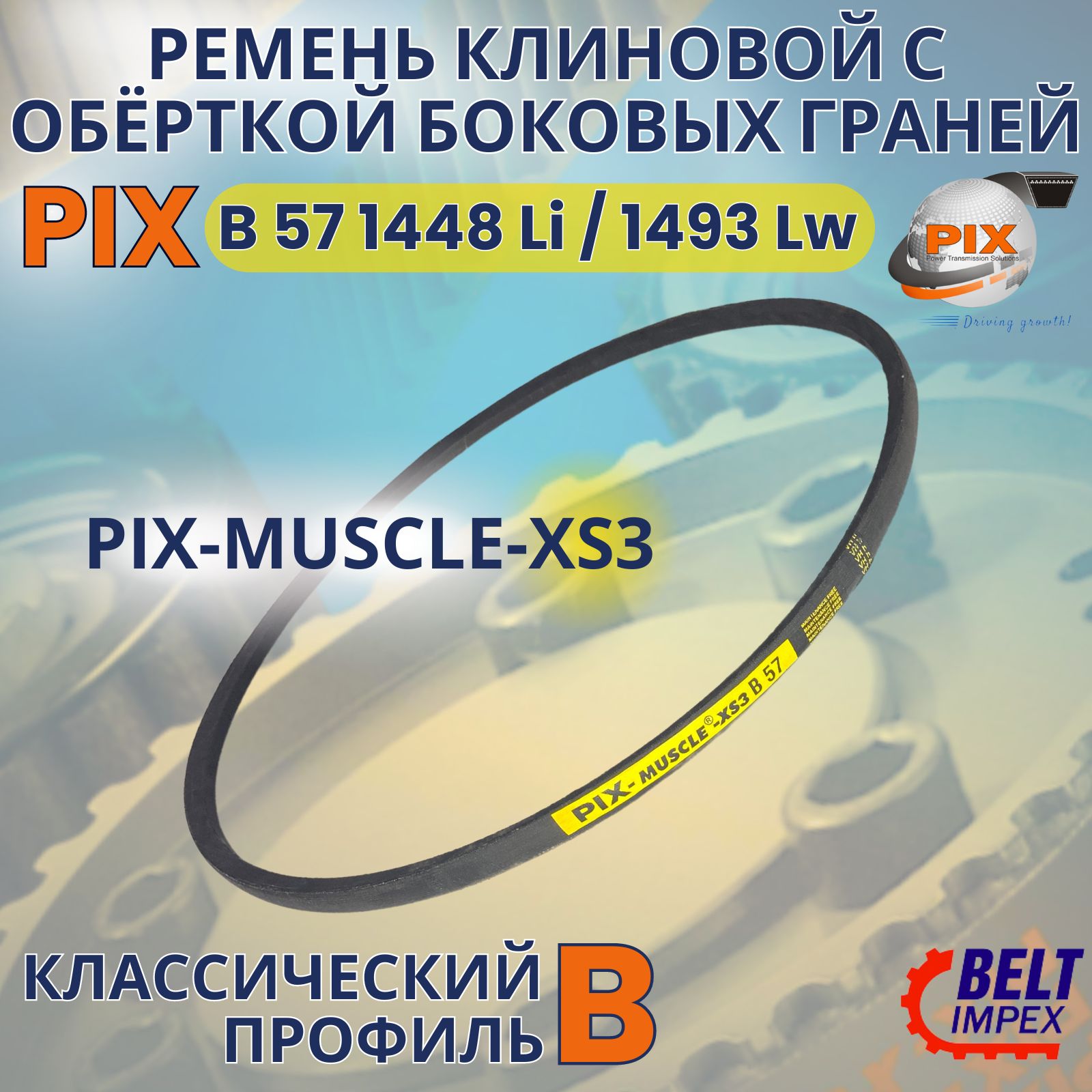 PIX-MUSCLE-XS3 Ремень клиновой/B 57 1448 Li/1493 Lw/Классическое сечение