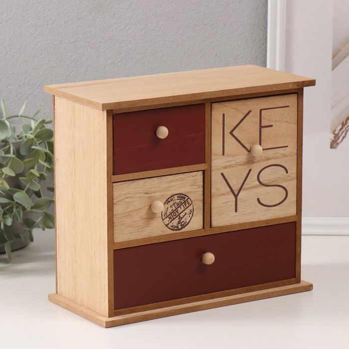 Шкатулка для украшений / "KEYS" 23,4х10х21, 4 ящика / шкатулка для денег