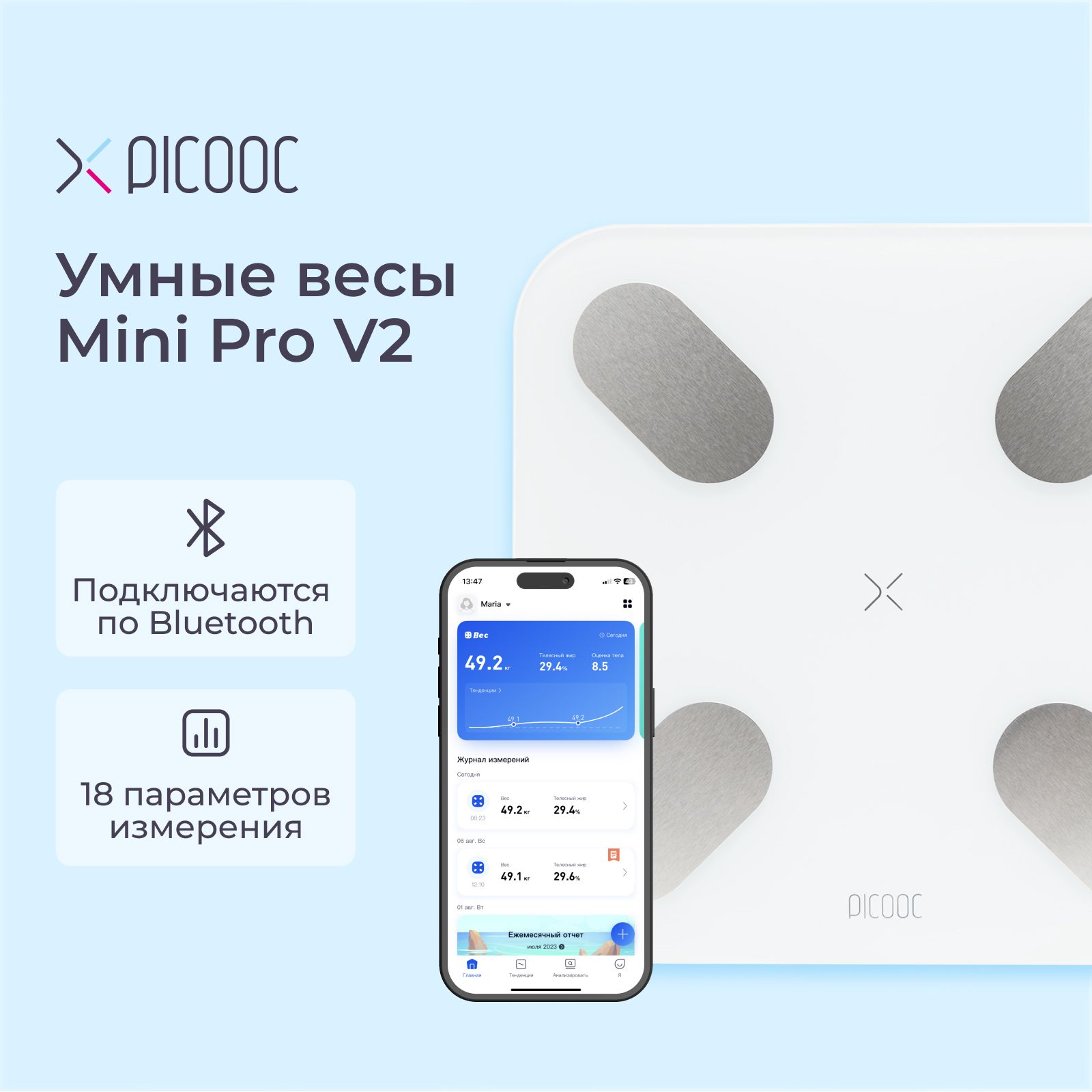 Picooc Умные напольные электронные весы Mini Pro V2 c Bluetooth