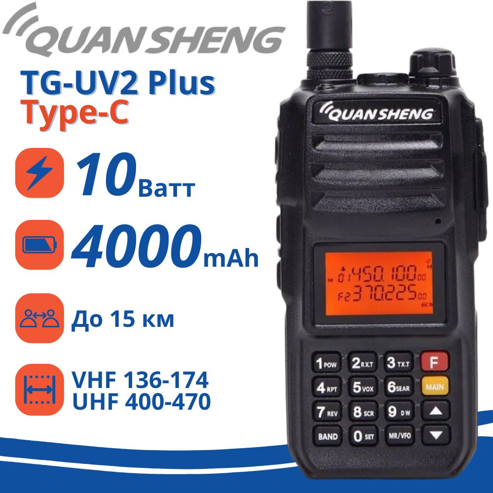 Портативная двухдиапазонная радиостанция Quansheng TG-UV2 Plus