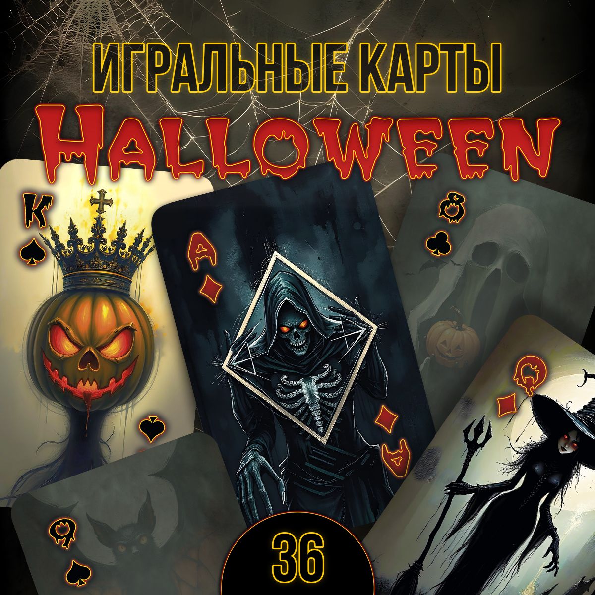 Карты игральные Хеллоуин, 36 карт