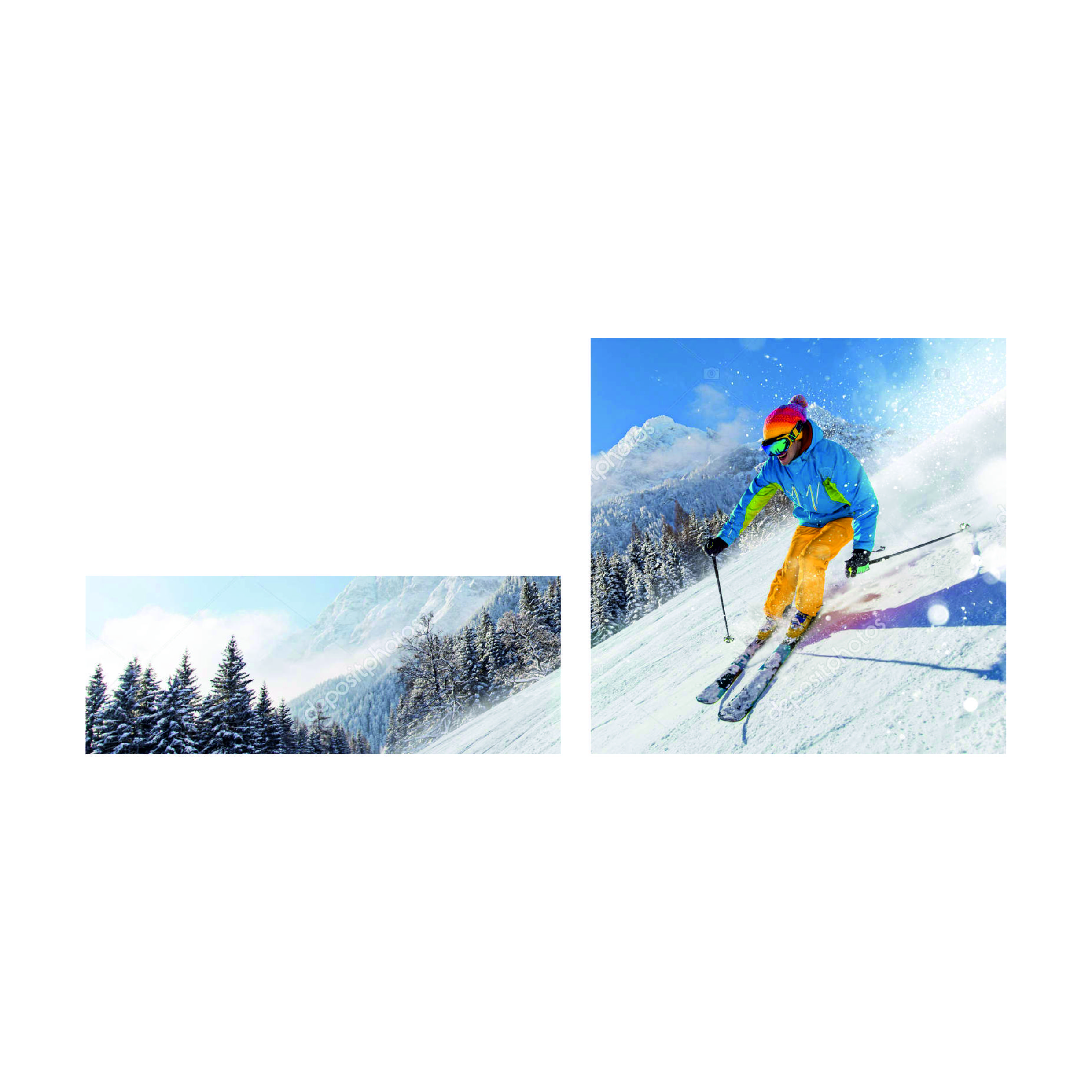 Картина модульная на холсте Горнолыжник трасса 48х114, 2 модуля