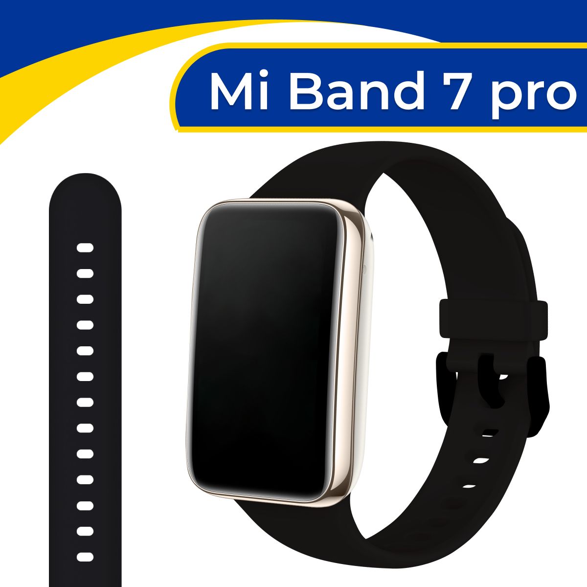 Силиконовый спортивный ремешок на руку для Xiaomi Mi Band 7 Pro / Резиновый сменный ремень на Сяоми Ми Бэнд 7 Про, Черный